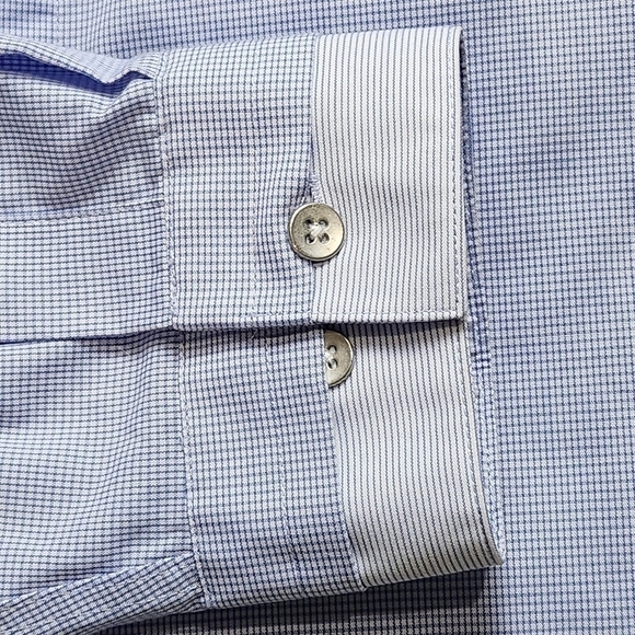 Men's Dress shirt Slim fit Collared Button down blue white Size XL CALVIN KLEIN - Picture 5 of 13